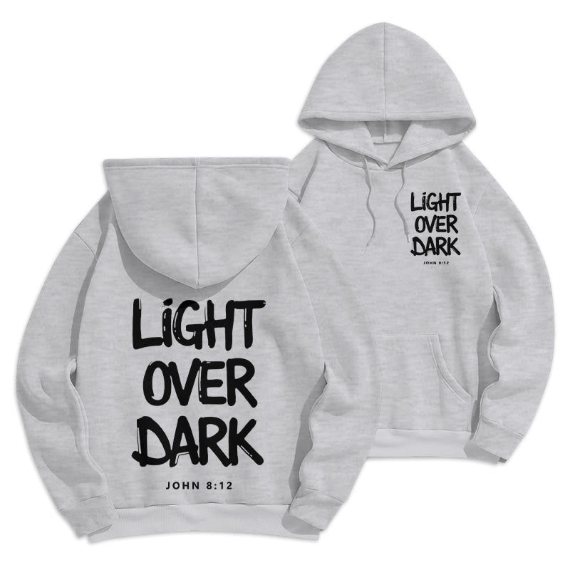 Christianartworkshop Light Over Dark John 8:12 Fleece Lined Polyester Hoodie - Grey - 2XL - image 22