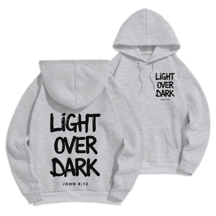 Christianartworkshop Light Over Dark John 8:12 Fleece Lined Polyester Hoodie - Grey - 2XL - image 22