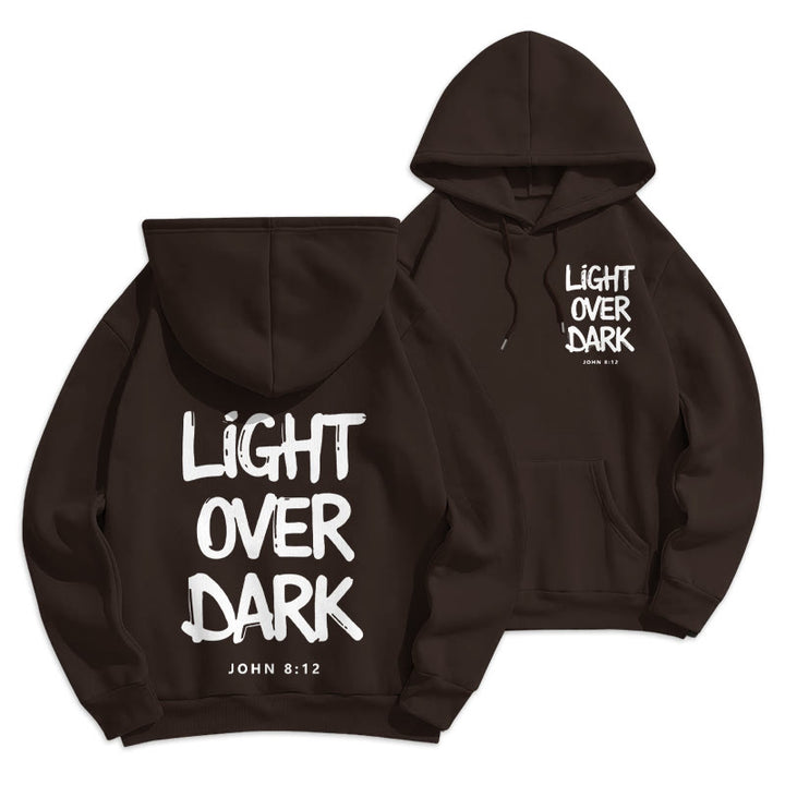 Christianartworkshop Light Over Dark John 8:12 Fleece Lined Polyester Hoodie - Brown - 2XL - image 13