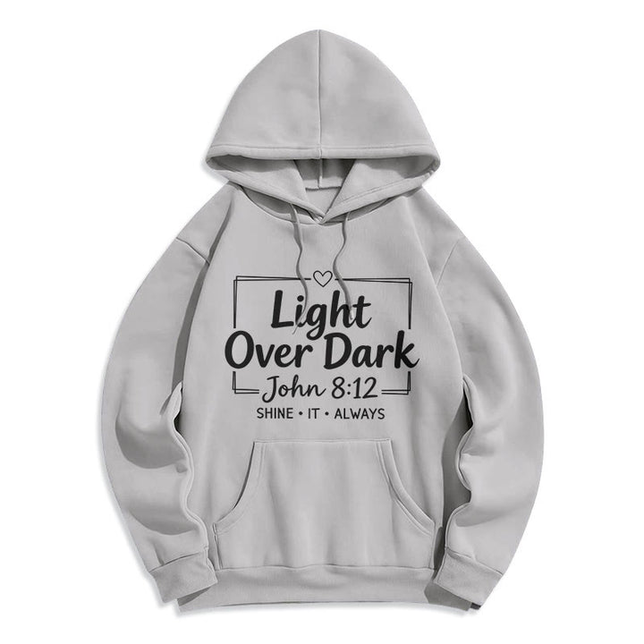 Christianartworkshop Shine It Always Light Over Dark Fleece Lined Polyester Hoodie - Grey - 2XL - image 0