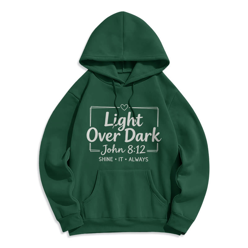 Christianartworkshop Shine It Always Light Over Dark Fleece Lined Polyester Hoodie - Green - 2XL - image 5