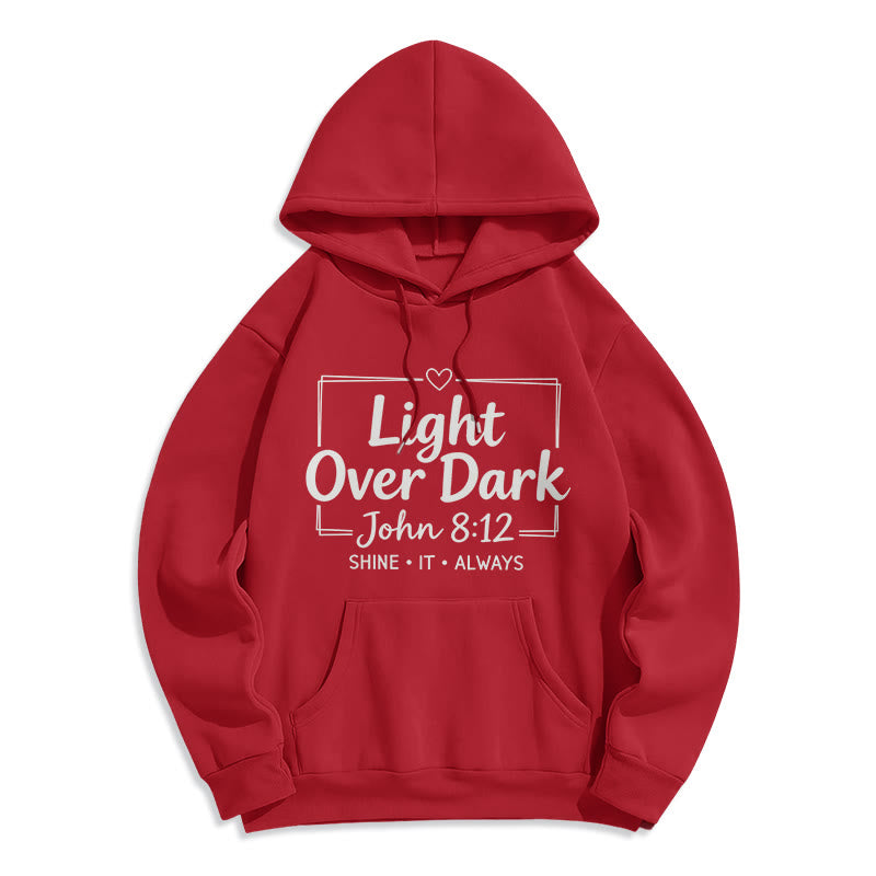 Christianartworkshop Shine It Always Light Over Dark Fleece Lined Polyester Hoodie - Red - 2XL - image 2
