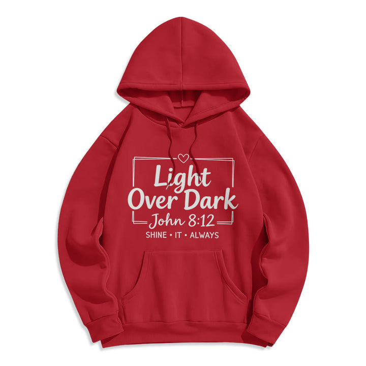 Christianartworkshop Shine It Always Light Over Dark Fleece Lined Polyester Hoodie - Red - 2XL - image 2