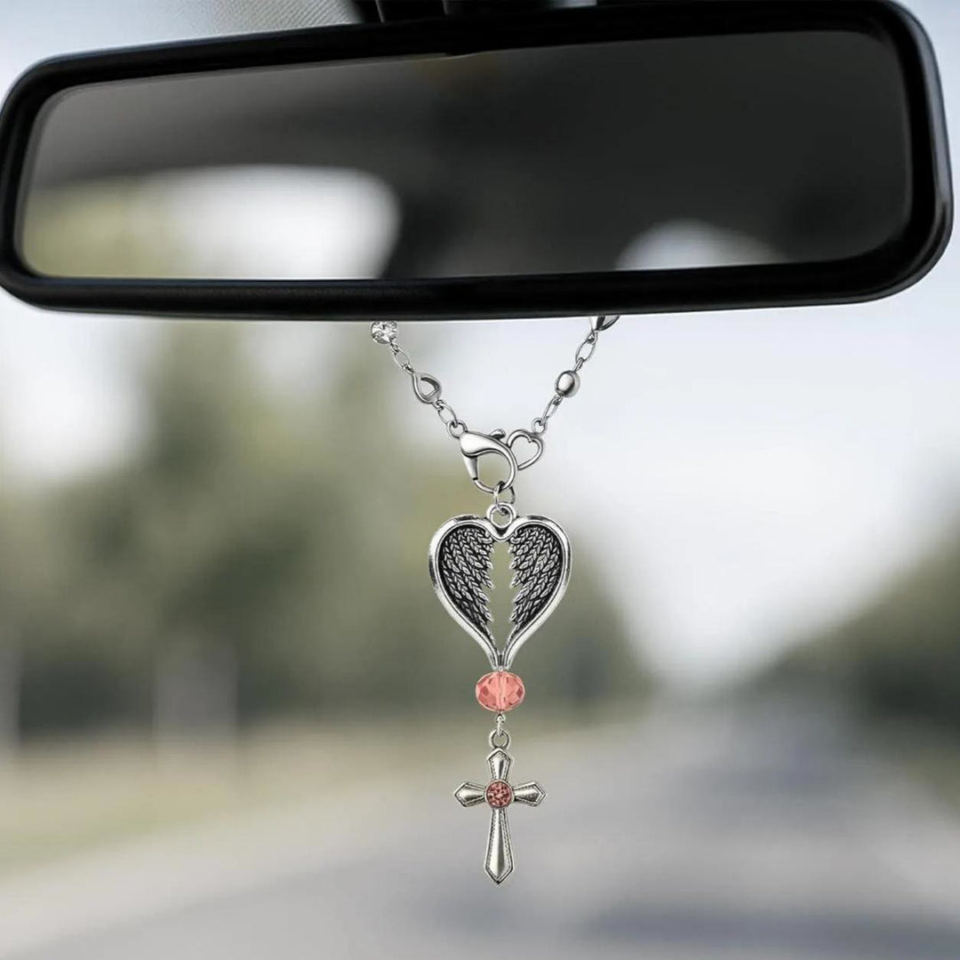 Christianartworkshop Guardian Angel-Wing Heart Keychain for Car: Quiet Reminder of Tender Protection - image 2
