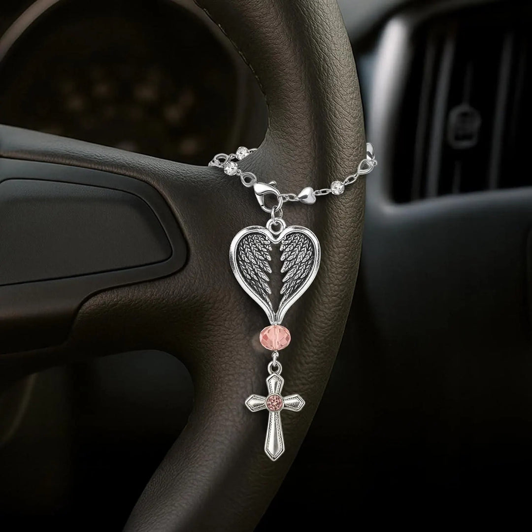 Christianartworkshop Guardian Angel-Wing Heart Keychain for Car: Quiet Reminder of Tender Protection - Guardian Angel & Card - image 0