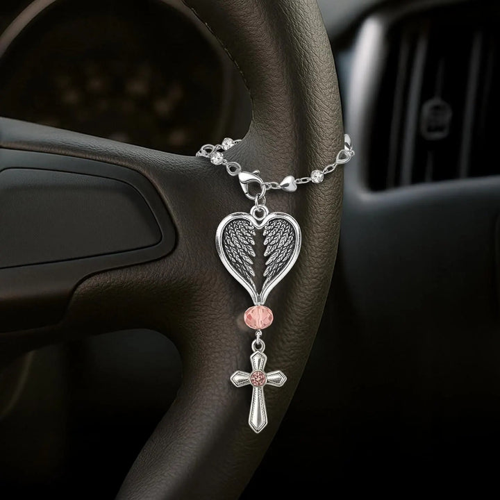 Christianartworkshop Guardian Angel-Wing Heart Keychain for Car: Quiet Reminder of Tender Protection - Guardian Angel & Card - image 0