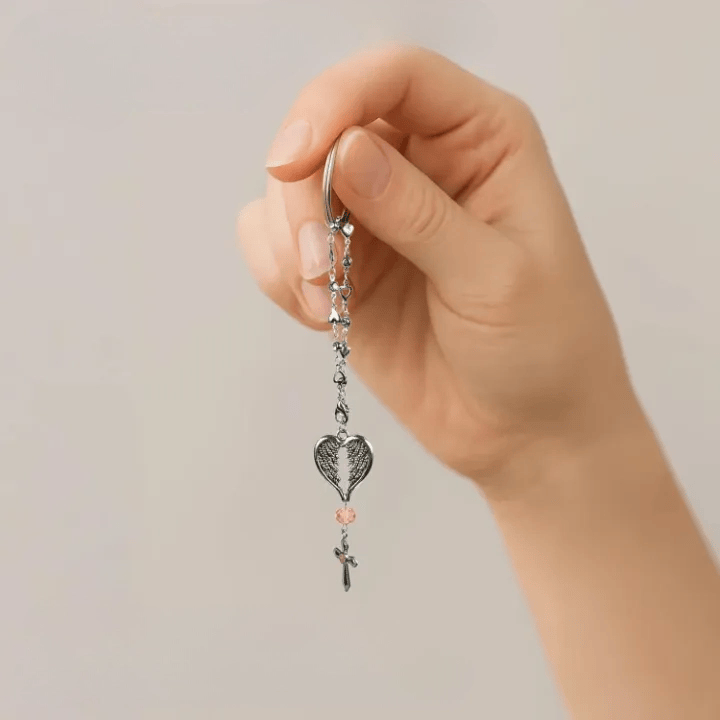 Christianartworkshop Guardian Angel-Wing Heart Keychain for Car: Quiet Reminder of Tender Protection - image 2