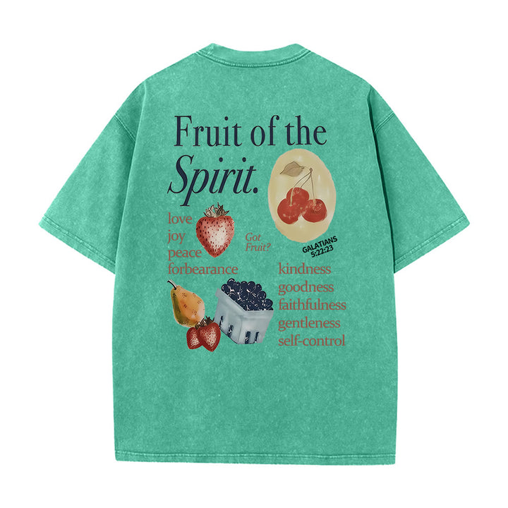 Christianartworkshop Fruit Of The Spirit Double Sided Unisex Washed T-shirt - Green - 5XL - image 13
