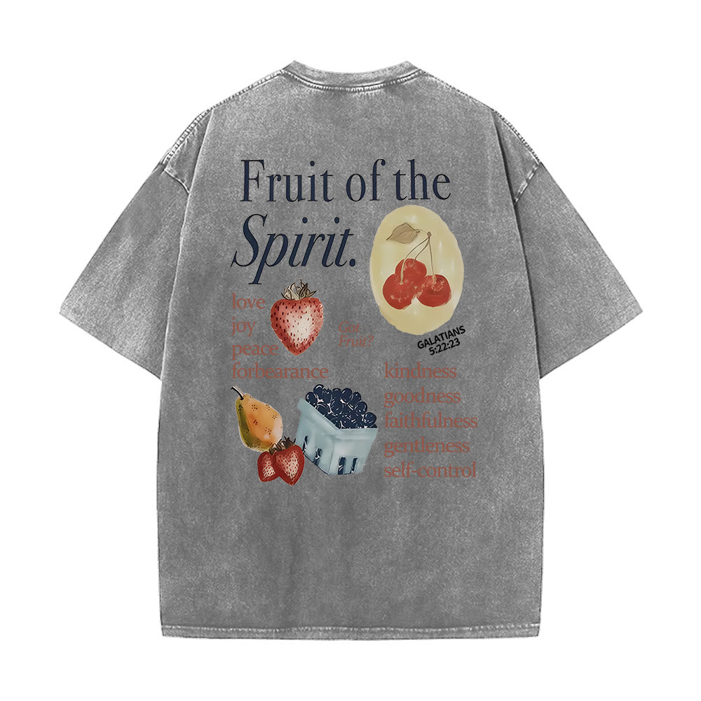 Christianartworkshop Fruit Of The Spirit Double Sided Unisex Washed T-shirt - Grey - 5XL - image 7