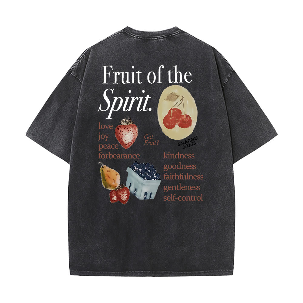 Christianartworkshop Fruit Of The Spirit Double Sided Unisex Washed T-shirt - Black - 5XL - image 5