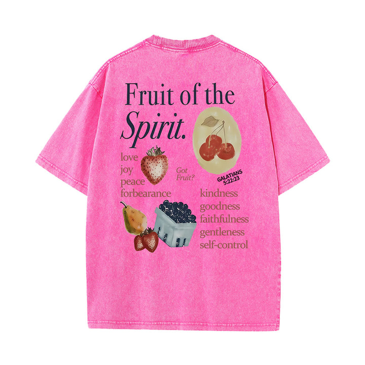 Christianartworkshop Fruit Of The Spirit Double Sided Unisex Washed T-shirt - Pink - 5XL - image 17