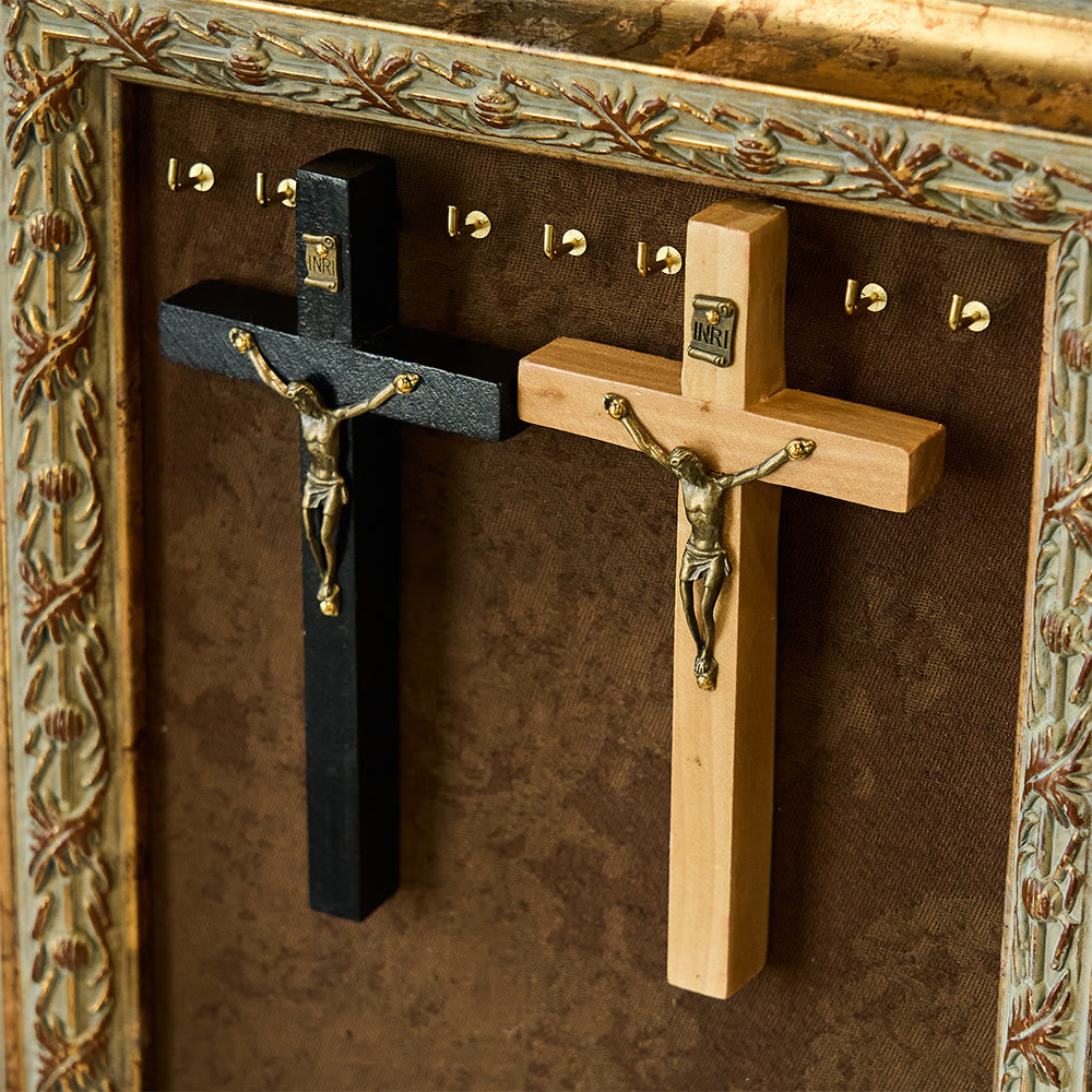 Christianartworkshop Wooden Cross Wall Decor with Metal Accents: Quiet Devotion for Home Spaces - image 0