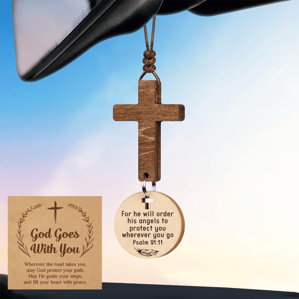 Christianartworkshop 3-Style Wooden Car Pendant with Gift Card: Devotion Wrapped in Natural Style - image 1