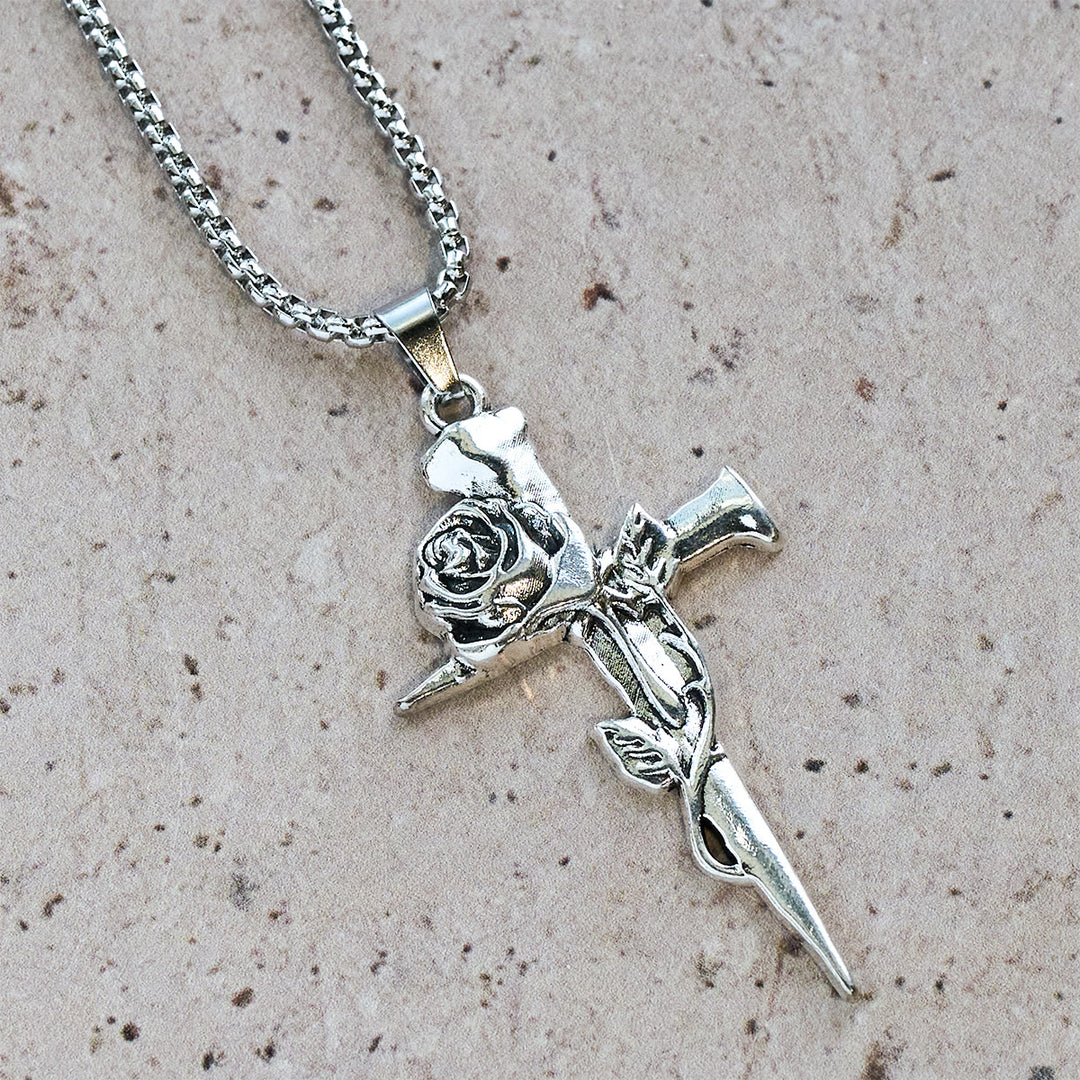 Christianartworkshop Rose Wrapped Cross Faith Necklace with Gothic Floral Design - image 6