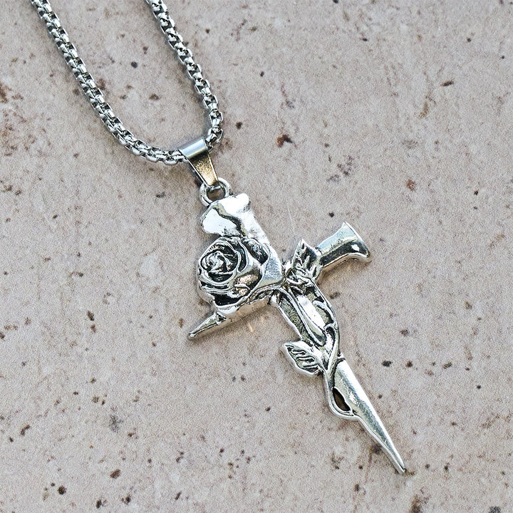 Christianartworkshop Rose Wrapped Cross Faith Necklace with Gothic Floral Design - image 6