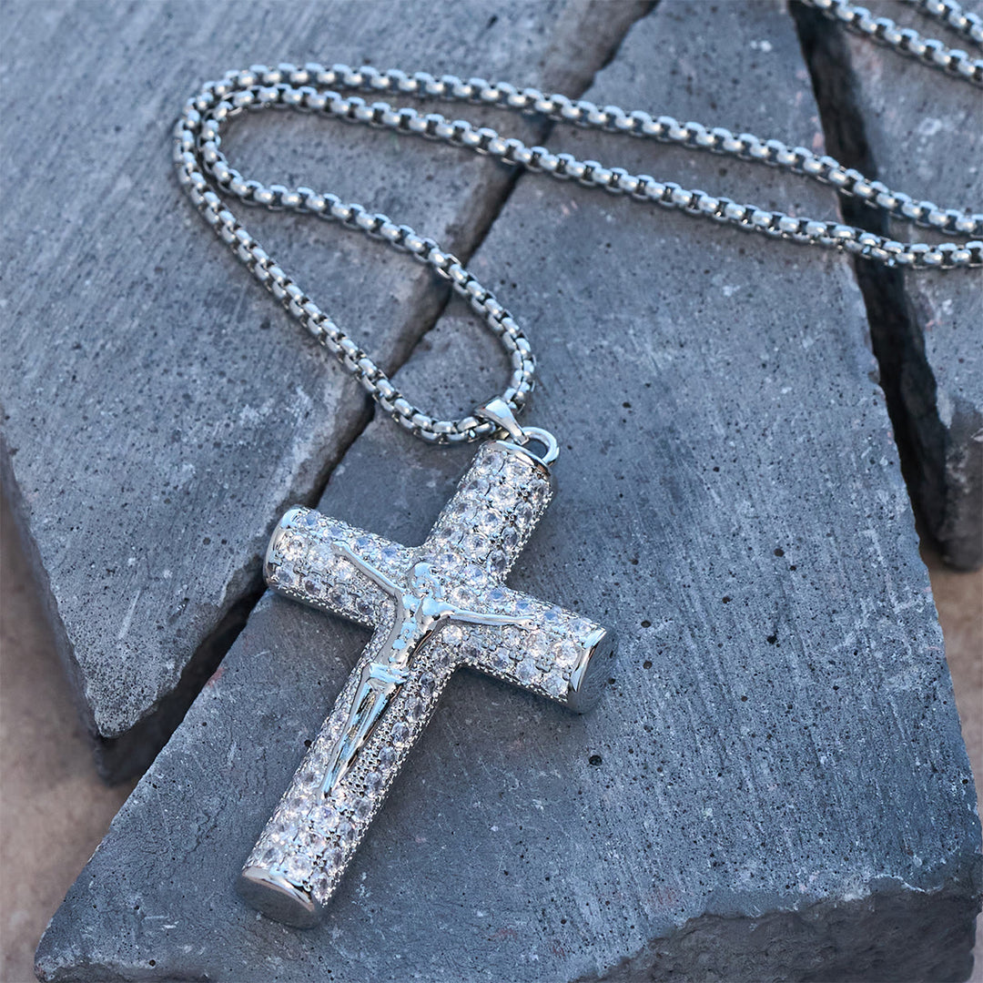 Christianartworkshop Jesus Crucifix Paved Necklace: Sparkling Detail for Faith & Daily Style - image 9