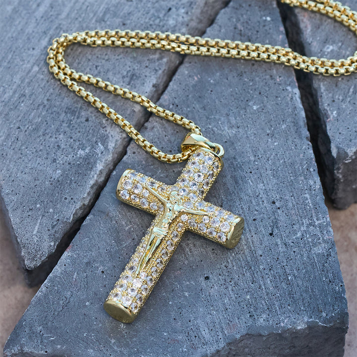 Christianartworkshop Jesus Crucifix Paved Necklace: Sparkling Detail for Faith & Daily Style - image 6