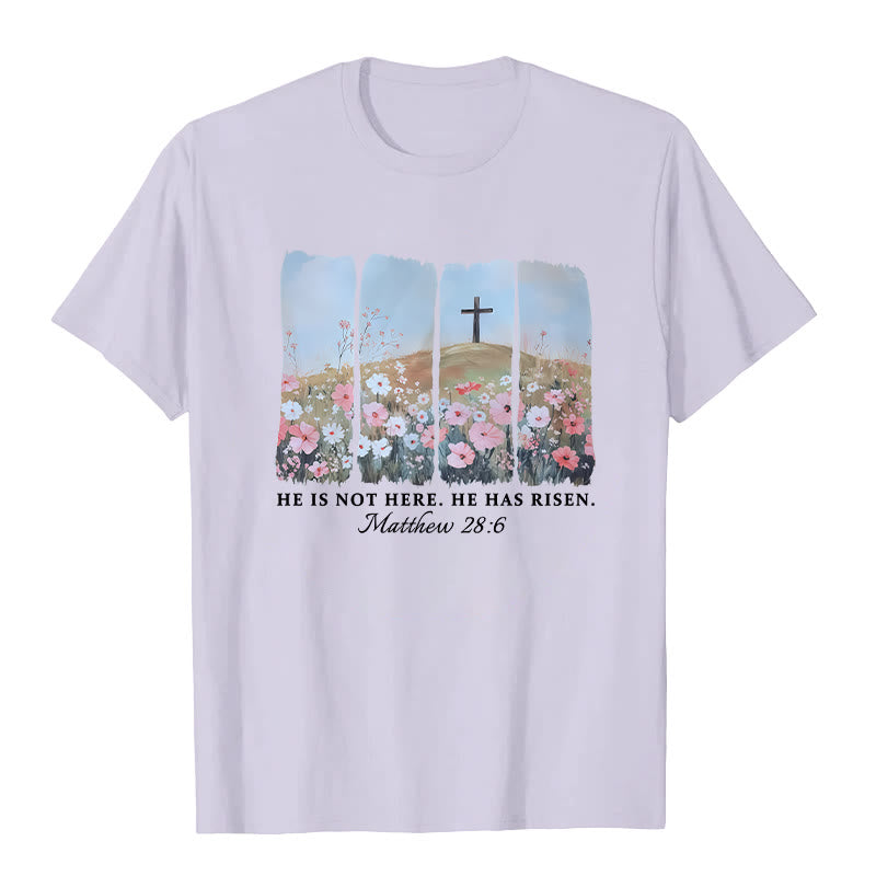 Christianartworkshop He Has Risen Faith-Inspired Floral Cross T-Shirt - Purple - 2XL - image 5