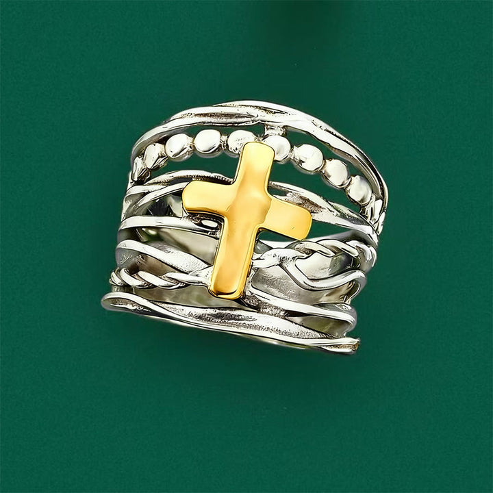 Christianartworkshop Two-Tone Copper Cross Ring: Quiet Reminder of Peace & Grace - image 4
