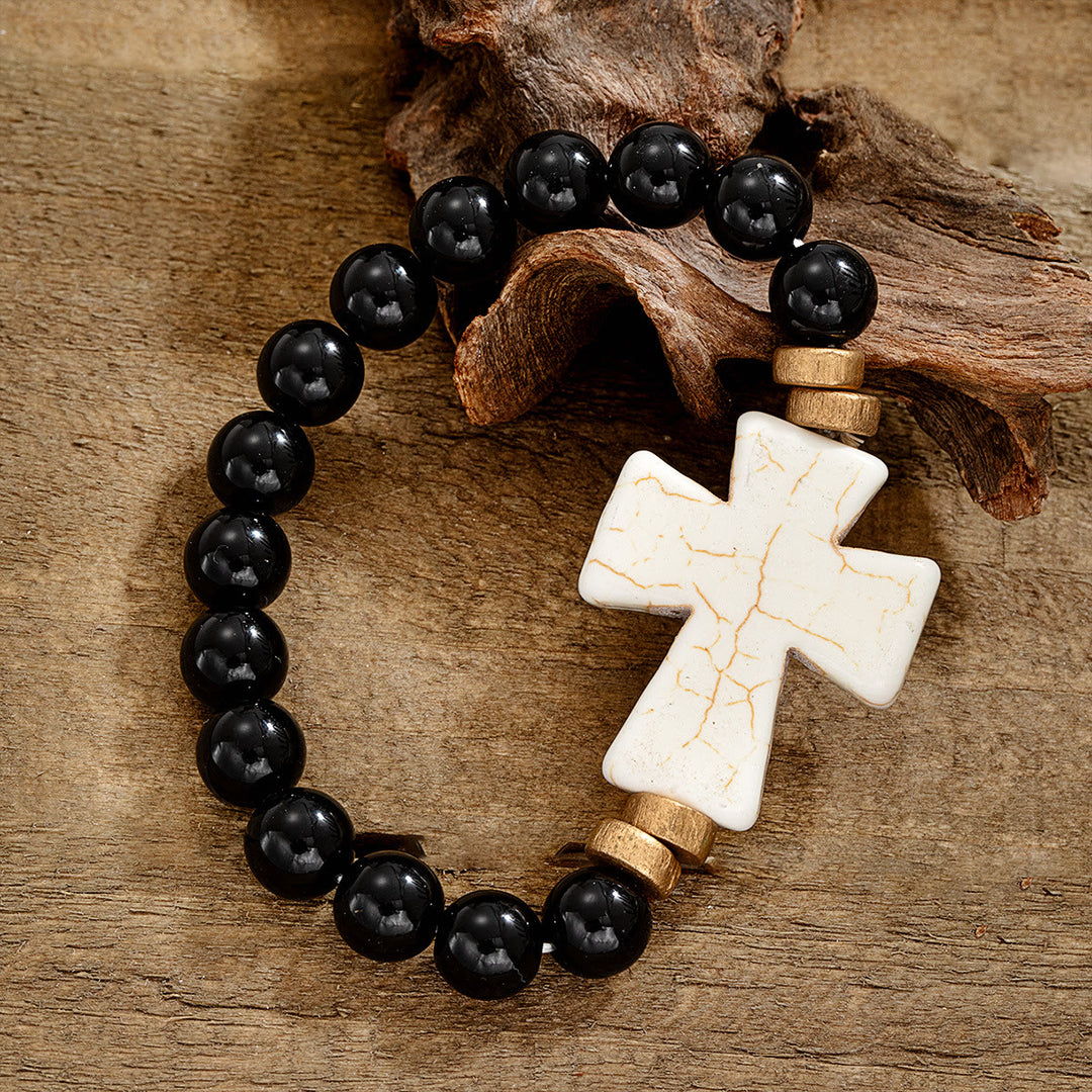 Christianartworkshop Multi-Style Textured Cross Bracelet: Bold Devotion for Daily Wear - White & Black A - image 7
