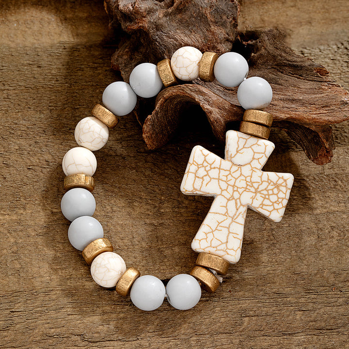 Christianartworkshop Multi-Style Textured Cross Bracelet: Bold Devotion for Daily Wear - White & Grey - image 5