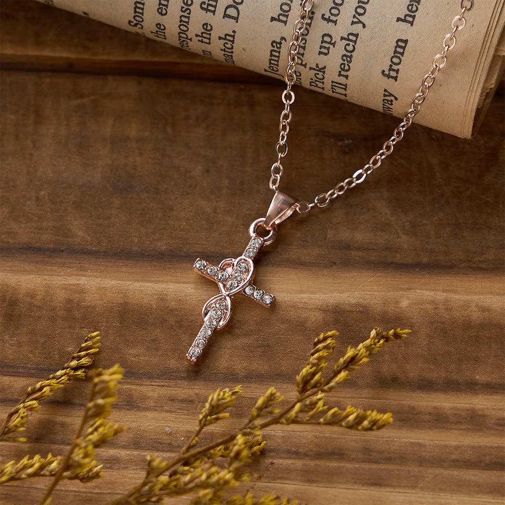 Christianartworkshop Multicolored Elegant Infinity Heart Cross Pendant Necklace - Champagne - image 1