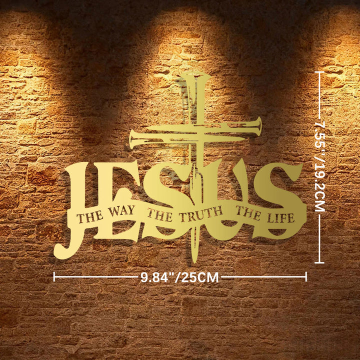 Christianartworkshop Faithful Jesus & Cross Design Metal Wall Decor Home Decoration - 9.84''*7.55''*0.04"/25*19.2*0.1cm - Golden - image 14