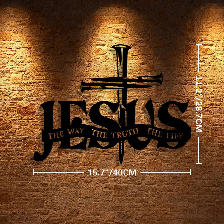 Christianartworkshop Faithful Jesus & Cross Design Metal Wall Decor Home Decoration - 15.7"*11.2"0.04"/40*28.7*0.1cm - Black - image 8