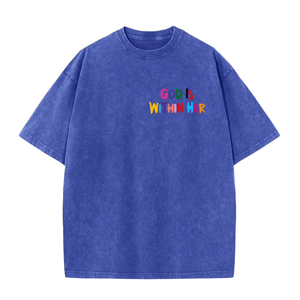 Christianartworkshop God Is Within Her She Will Not Fall Unisex Washed T-shirt - image 7