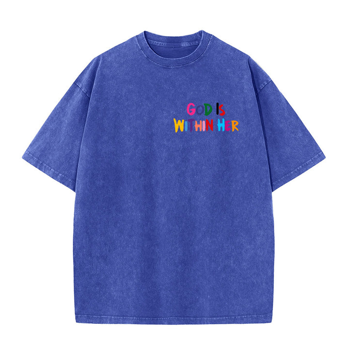 Christianartworkshop God Is Within Her She Will Not Fall Unisex Washed T-shirt - image 7