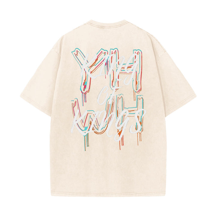Christianartworkshop King Of Kings Unisex Washed T-shirt - Beige - 4XL - image 3