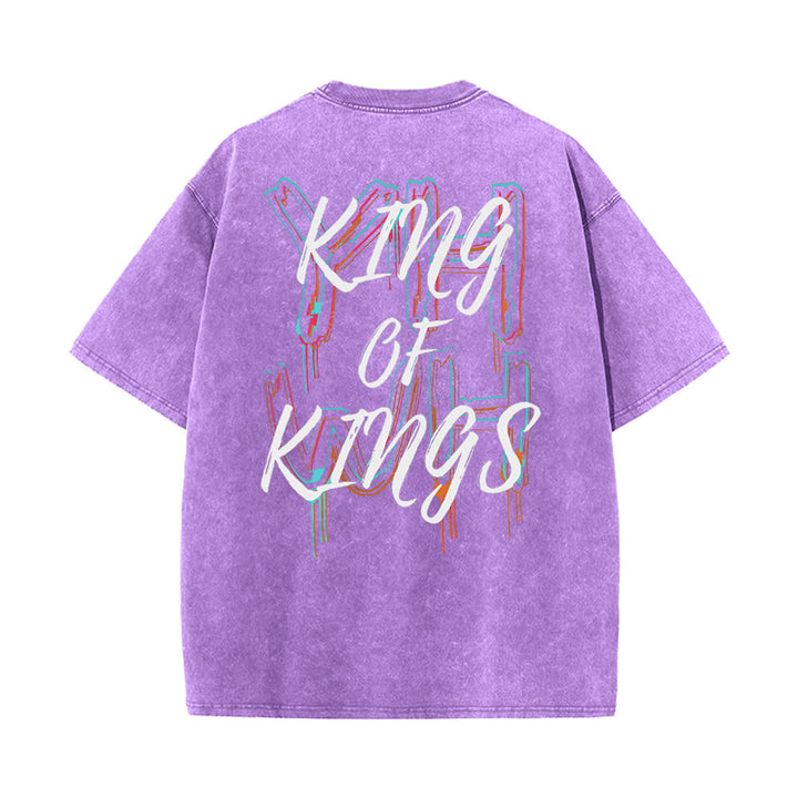 Christianartworkshop King Of Kings Unisex Washed T-shirt - Purple - 4XL - image 9