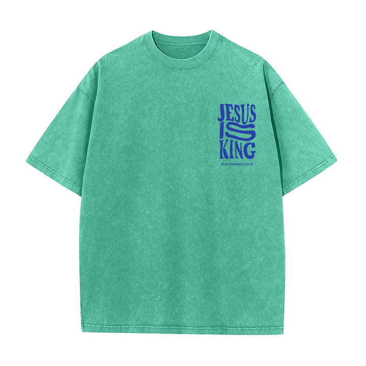 Christianartworkshop Jesus Is King Graphic Unisex Washed T-Shirt - image 13