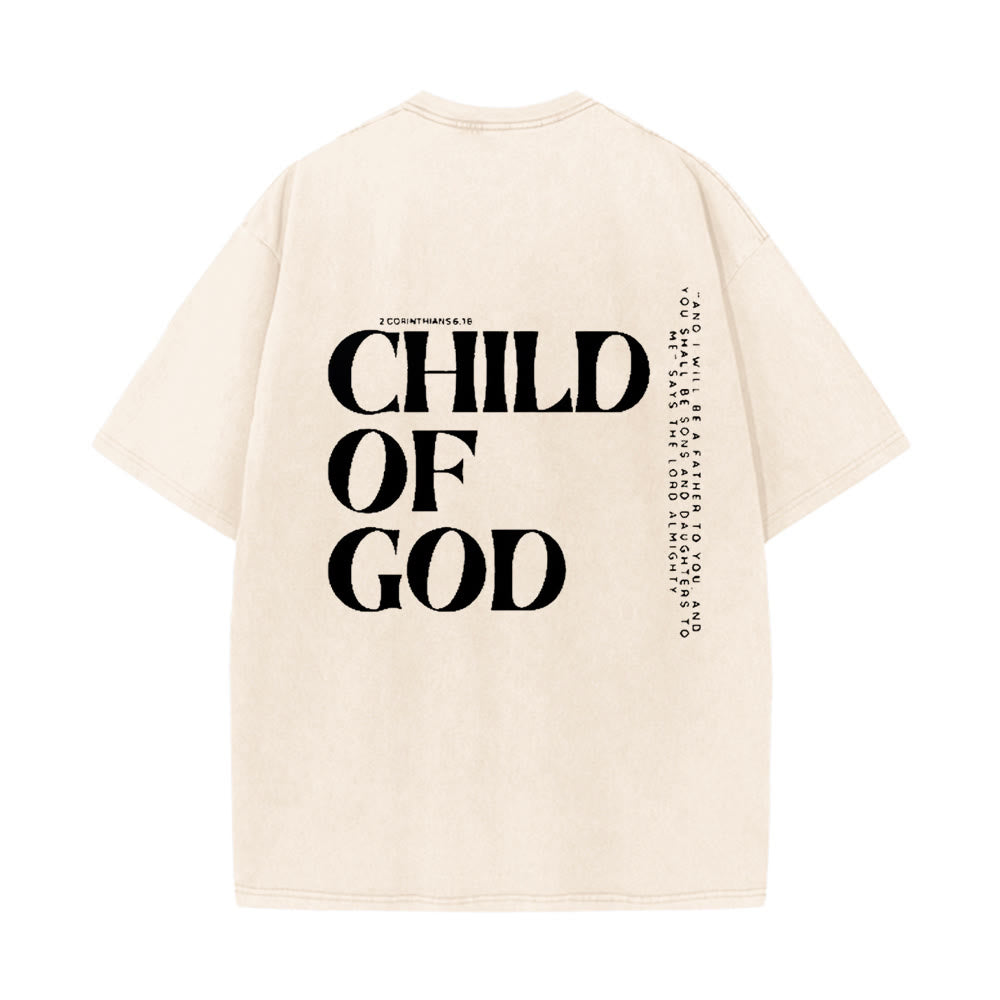 Christianartworkshop Child of God Graphic Unisex Washed T-Shirt - Beige - 5XL - image 0