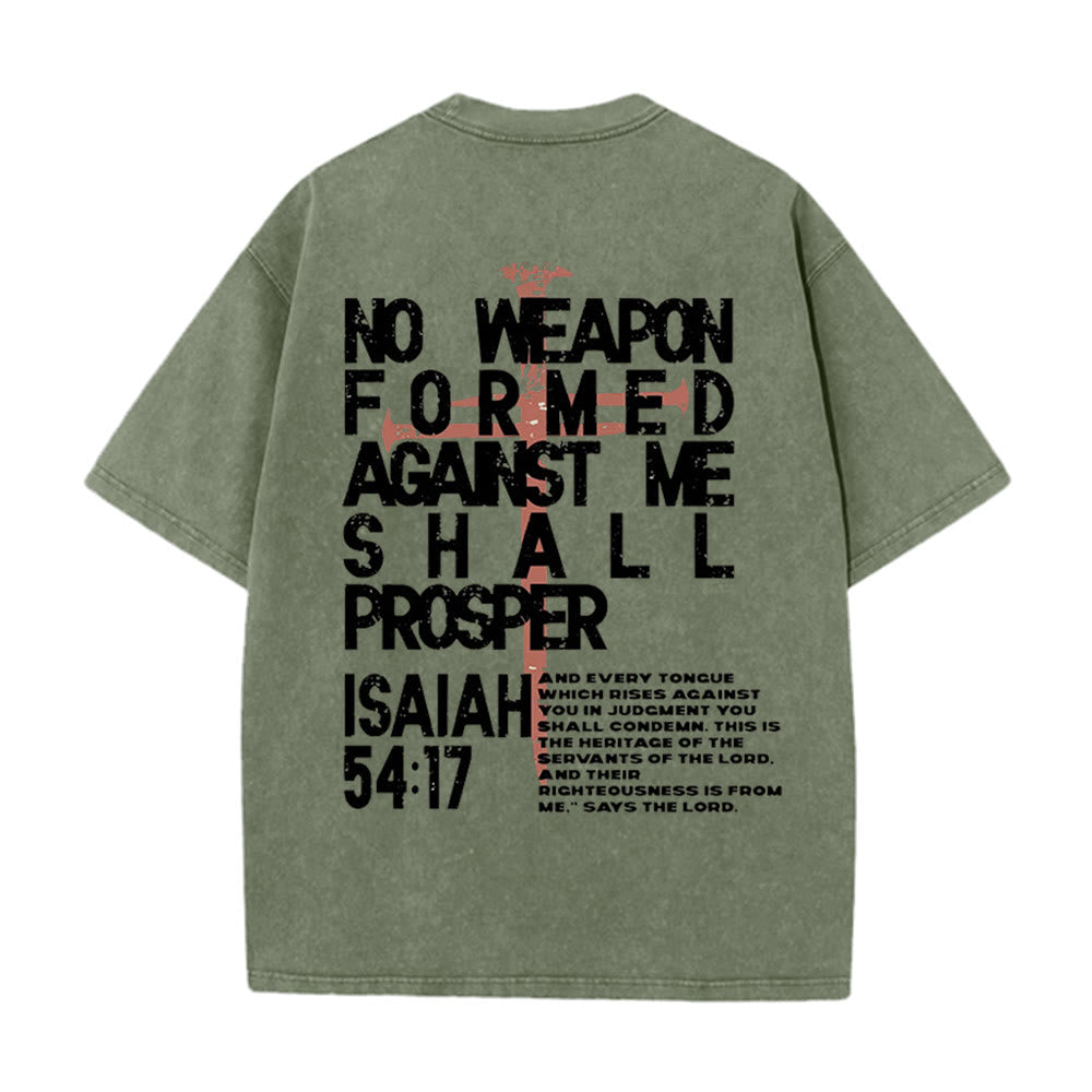Christianartworkshop No Weapon Formed Against Me Graphic Unisex Washed T-Shirt - Army Green - 5XL - image 15