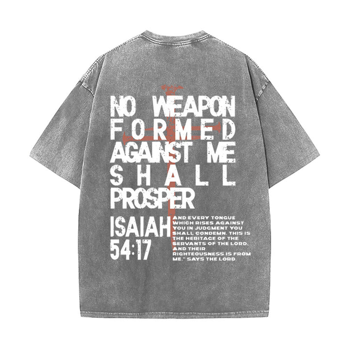 Christianartworkshop No Weapon Formed Against Me Graphic Unisex Washed T-Shirt - Grey - 5XL - image 6