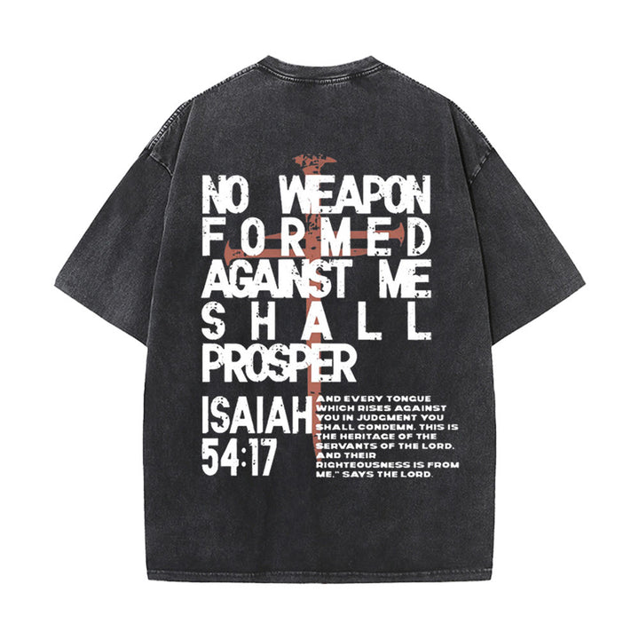 Christianartworkshop No Weapon Formed Against Me Graphic Unisex Washed T-Shirt - Black - 5XL - image 0