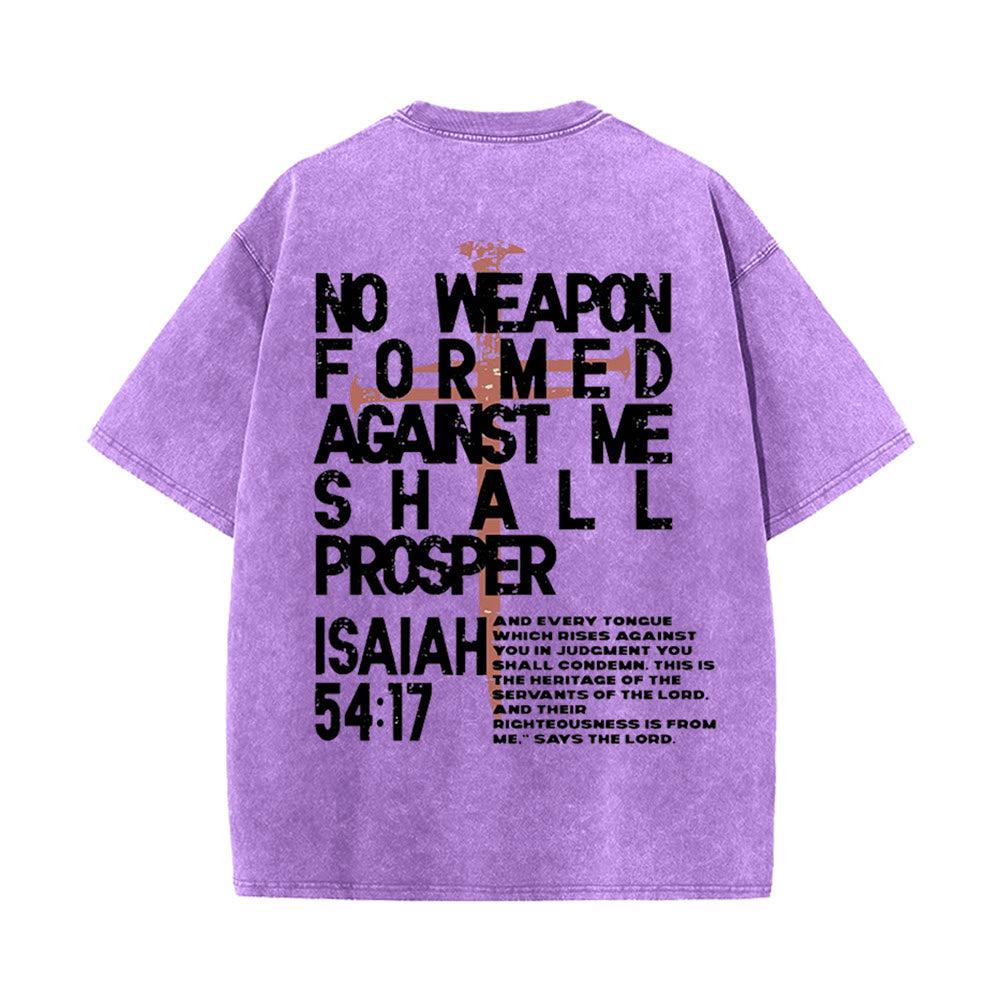 Christianartworkshop No Weapon Formed Against Me Graphic Unisex Washed T-Shirt - Purple - 5XL - image 18