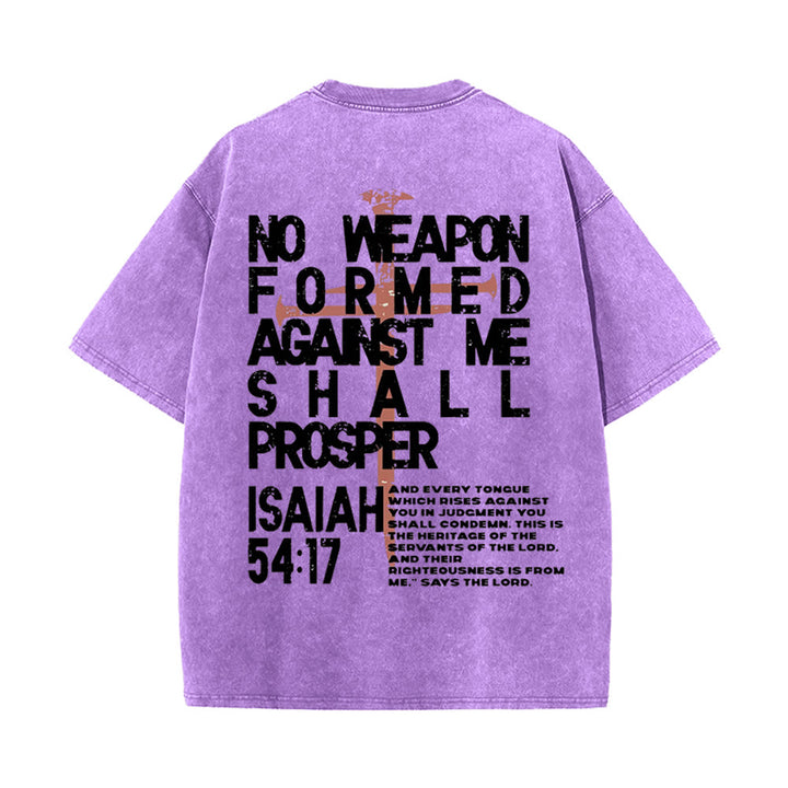 Christianartworkshop No Weapon Formed Against Me Graphic Unisex Washed T-Shirt - Purple - 5XL - image 17