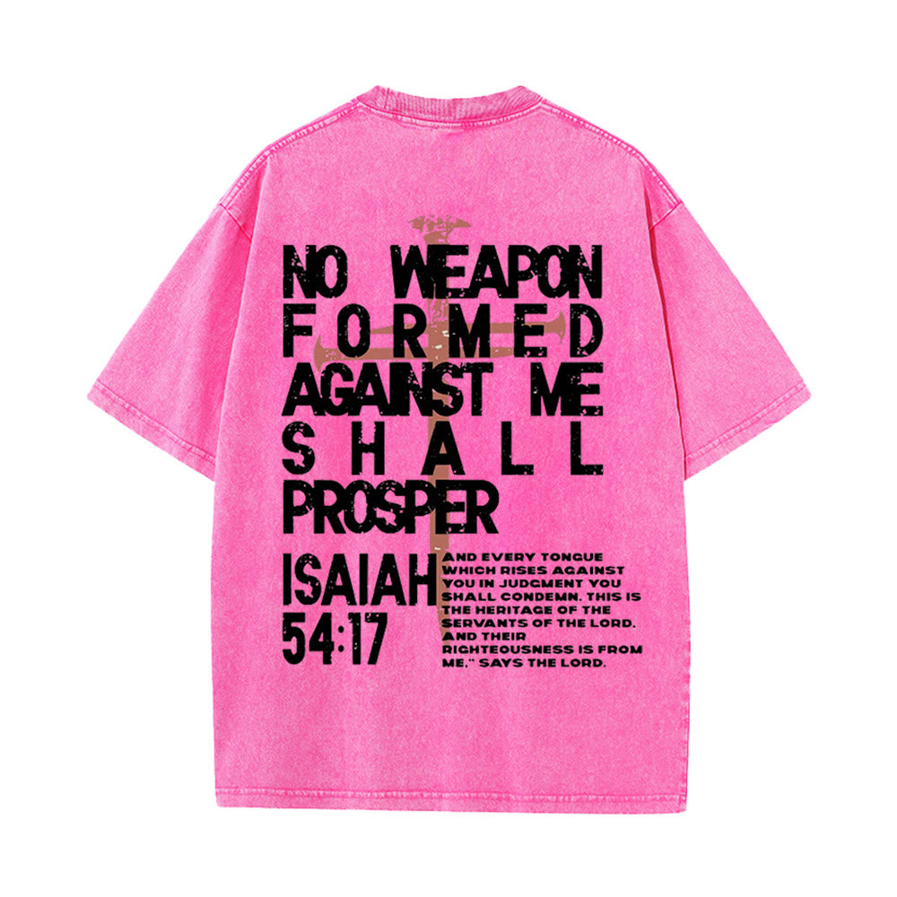 Christianartworkshop No Weapon Formed Against Me Graphic Unisex Washed T-Shirt - Pink - 5XL - image 12