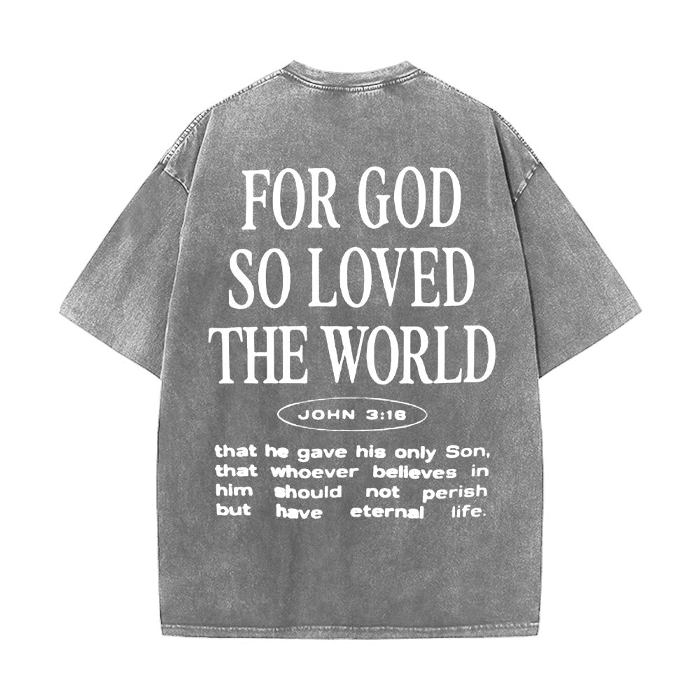 Christianartworkshop "For God So Loved the World" Unisex Washed T-Shirt - Grey - 5XL - image 6
