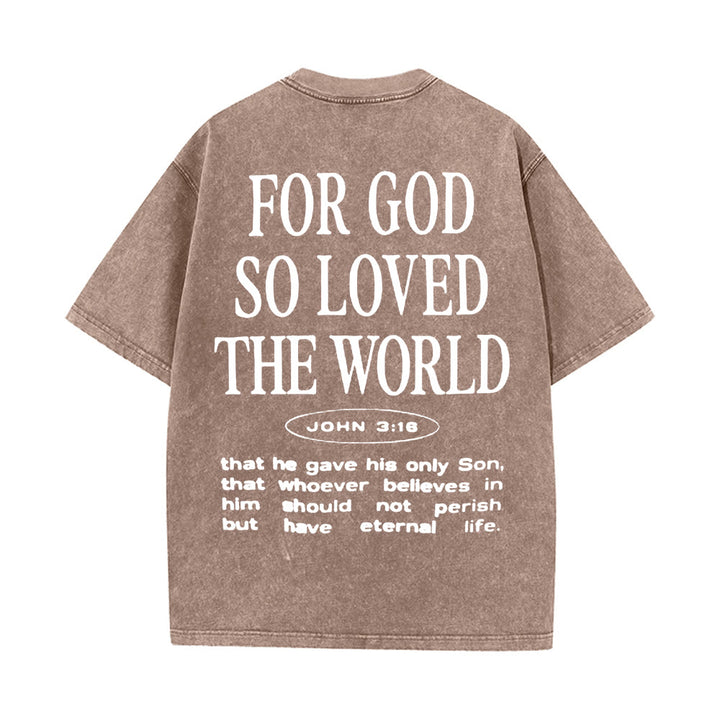Christianartworkshop "For God So Loved the World" Unisex Washed T-Shirt - Coffee - 5XL - image 10