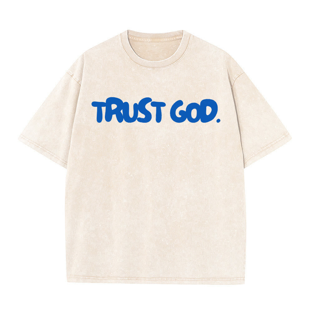 Christianartworkshop Trust In God Unisex Washed T-Shirt - Apricot - 5XL - image 3