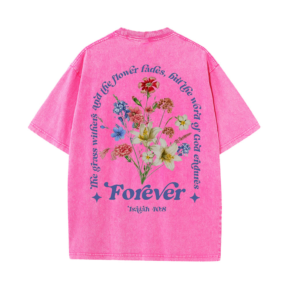 Christianartworkshop Eternal Word of God Unisex Washed T-Shirt - Pink - 5XL - image 2