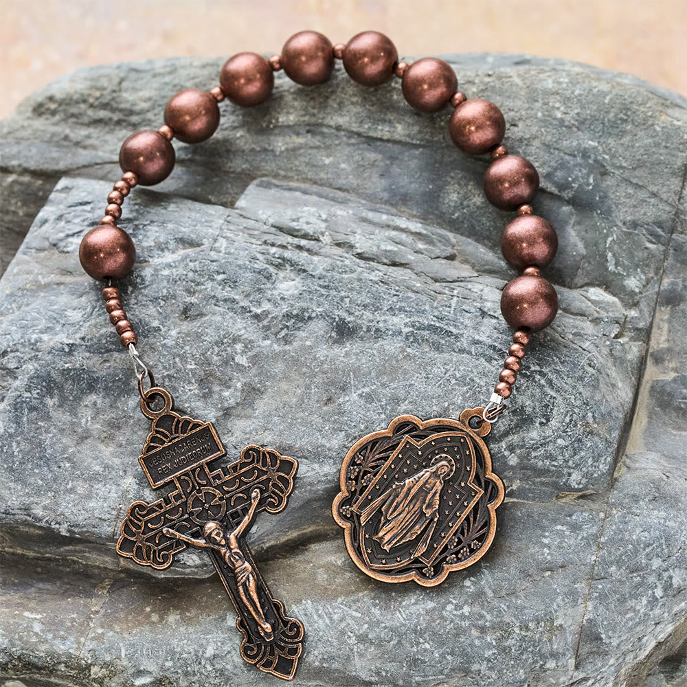 Christianartworkshop The Four Protect Battle Beads Pocket Rosary Series in 4 Warrior Finishes - Copper - image 17