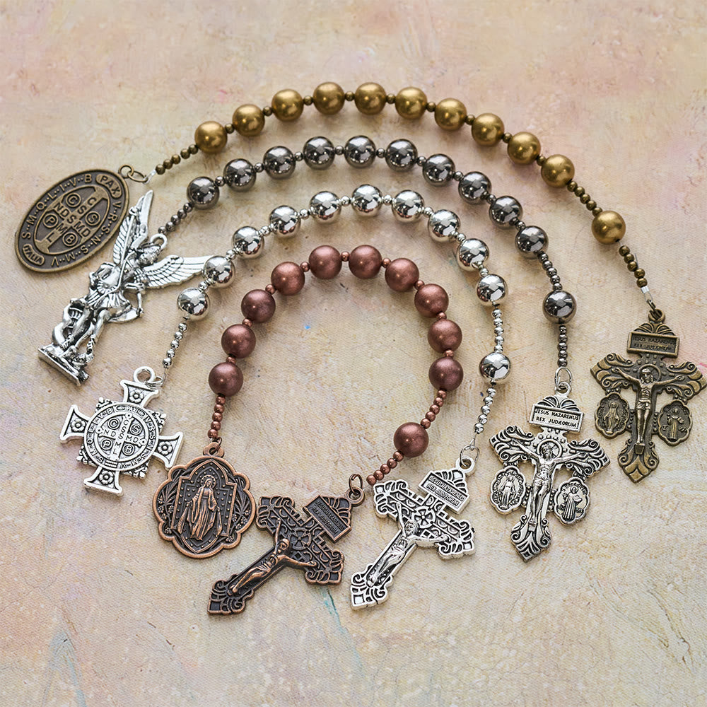 Christianartworkshop The Four Protect Battle Beads Pocket Rosary Series in 4 Warrior Finishes - image 0