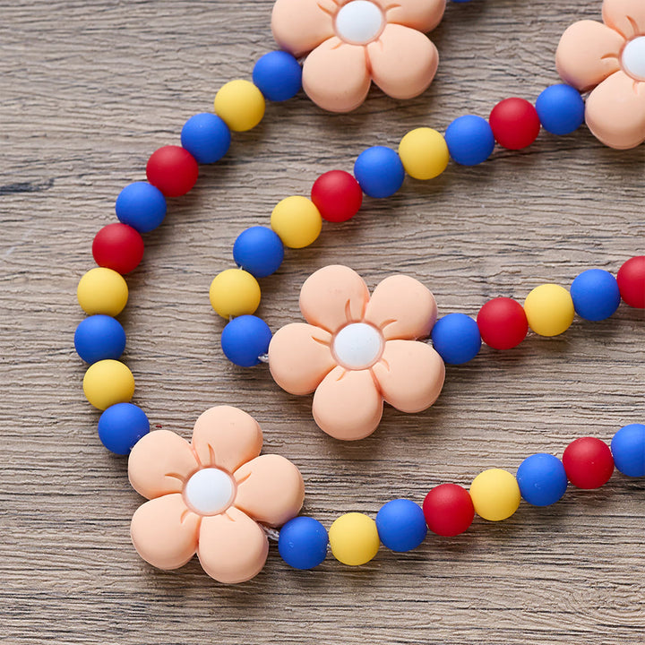 Christianartworkshop Kids Rosary with Soft Silicone Flowers: Fun Flower Design with Red Yellow Blue Palette - image 7