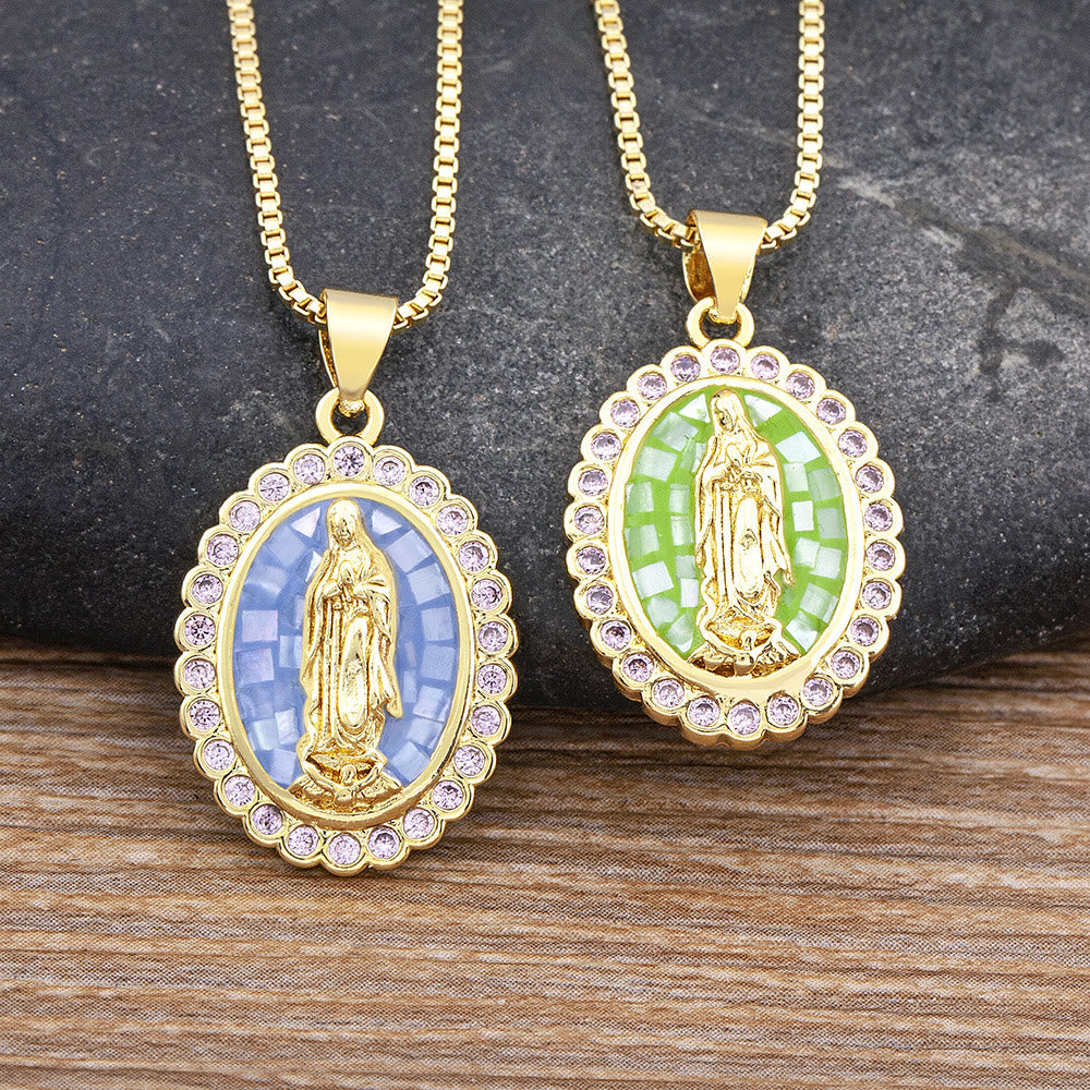 Christianartworkshop Soft-Hued Our Lady Necklace: Soothing Grace for Busy Days - image 1