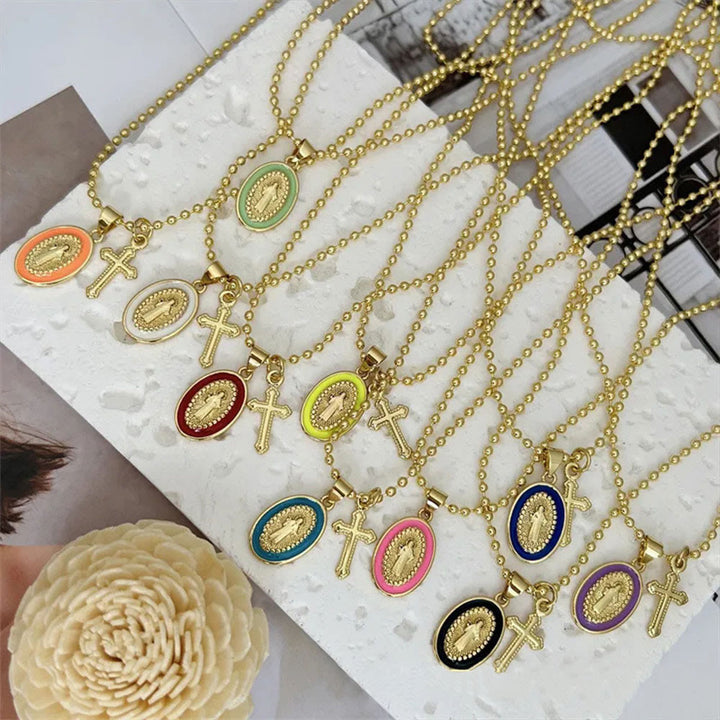 Christianartworkshop Dual-Faith Our Lady & Cross Necklace: Steady Companion for Daily Belief - image 1