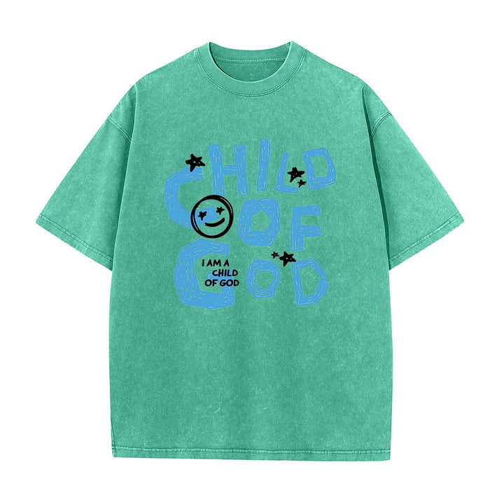 Christianartworkshop Child of God Unisex Washed T-Shirt - Green - 5XL - image 7
